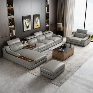 Canapé en cuir modulaire de loisirs, confortable et Durable, ensemble de canapés contemporains de luxe