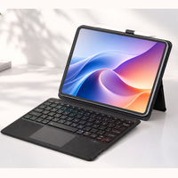 Funda con Teclado Bluetooth Retroiluminado para iPad con Panel Táctil y Soporte, Cubierta de Teclado para Tablet en Árabe e Inglés con Soporte para Stylus