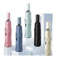 Parapluie de Voyage pour Adultes avec Logo Personnalisable Imprimé, Moderne, Entièrement Automatique, Pliable en Trois, Parapluie de Soleil et de Pluie de Golf en Bois et Fer
