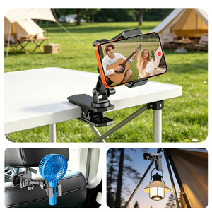 Double tête flexible 360° °   <span class=keywords><strong>Support</strong></span> de téléphone rotatif à pince, stable et ferme, <span class=keywords><strong>pour</strong></span> regarder des vidéos sur le bureau, dans la voiture ou sur pare-soleil - Product Image 2