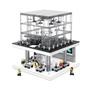 森博创造者系列苹果商店模型积木城市街景发光二极管灯数字塑料砖块街道玩具