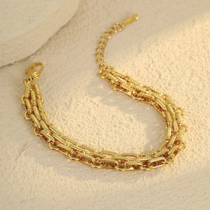 Bracelet chaîne à maillons épais en acier inoxydable plaqué or 18 carats, étanche et inaltérable, style punk, <span class=keywords><strong>pour</strong></span> femme - Vente en gros - Product Image 6