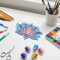 Patchs thermocollants en tissu brodés à la main, motif lotus exquis bleu irrégulier, pour vestes, t-shirts, et créations DIY personnalisées
