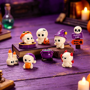 Figurines en résine miniatures d'Halloween en gros, adorables décorations de momie et de citrouille pour maisons de poupées, miniatures de micro-paysages, décoration DIY - Product Image 3