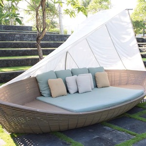 Lit de repos d'extérieur en rotin PE, canapé-lit imperméable avec structure en aluminium pour hôtel, piscine, villa, jardin - Product Image 4