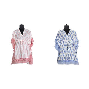 Venta al por mayor playa cubrir caftán corto 2025 bloque de mano vestido estampado asequible africano tradicional Dashiki Kaftan mujeres fabulosas - Product Image 1