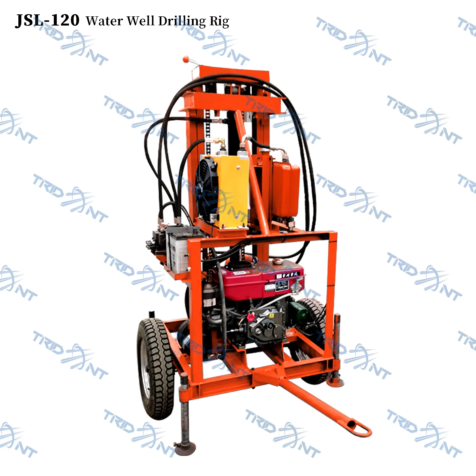 เครื่องเจาะชนิดล้อไฮดรอลิกดีเซลขนาดเล็ก 120 เมตรเครื่องยนต์ดีเซล 12HP เครื่องเจาะหลุมเจาะบ่อน้ํา 12HP