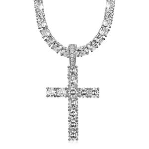 <b>Cross</b> Pendant Necklace Copper Alloy 3A Zircon Pave Setting Unisex Hip Hop Jewelry Gift - Product Image 3