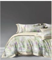 Ensemble de housse de couette 4 pièces en lyocell 100% pur, tissé, motif uni, 300 fils, toutes saisons, impression personnalisable