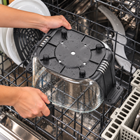 Friteuse à air électrique domestique avec commande rotative manuelle et bol transparent, friteuse à air en verre de 6 L