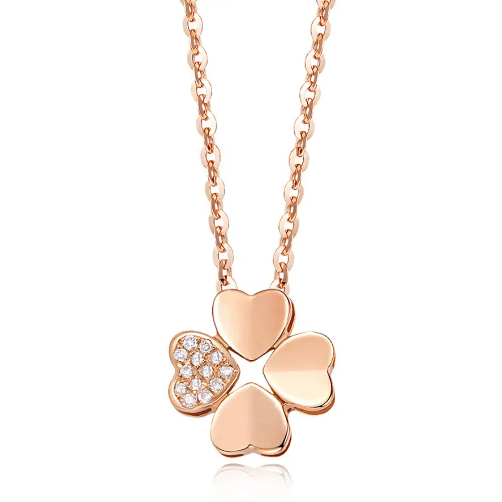 Silver Necklace Chain 18K Rose Gold Clover Necklace Female 925 Silver Gold Clavicle Chain Pendant Necklace Jewelry