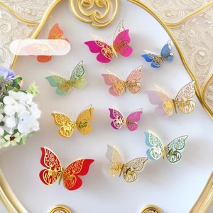 Décoration murale 3D papillons, 12 pièces, papillons double couche avec autocollants scintillants colorés pour chambre, fête, gâteau, ballons - Product Image 2