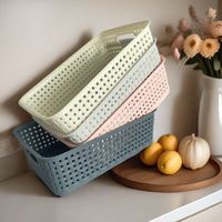 Panier de rangement en plastique à motif rotin pour le bureau et la maison, produit de bureau, boîte de rangement pour jouets et articles divers