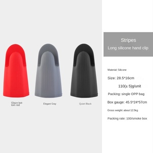 Gants de four en silicone allongés et épaissis, résistants à la chaleur, pour la cuisson et la vaisselle, avec pince à vaisselle intégrée - Product Image 6