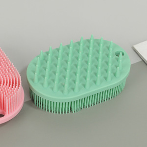 Silicone <b>Bath</b> Brush For Dog Soft Massage Pink And Green <b>Pet</b> <b>Cleaning</b> Supplies - Product Image 3