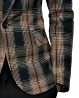 Veste ajustée élégante à carreaux marron et noir pour homme 2026 – Qualité supérieure