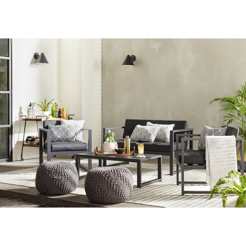 Outdoor furniture sofa set garden metal furniture patio aluminum sofa set with cushion