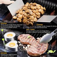 Kit d'accessoires pour plancha 12 pièces, ensemble de spatules de barbecue avec spatules élargies, couvercle de badigeonnage et racloir pour barbecue extérieur