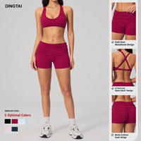 Ensemble de yoga 2 pièces Dingtai Cross Back pour femme, short taille haute et brassière de sport, vêtements de sport en nylon et élasthanne certifiés CE