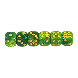 Vente en gros de dés de jeu de société en acrylique double couleur 16 mm, effet marbre, D6 - Product Image 4