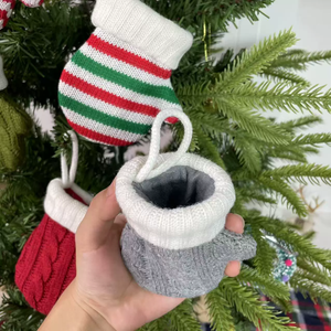 HM-638 <strong>Mini</strong> Knitted Christmas <strong>Stockings</strong> Small Red Stripes Hanging <strong>Stocking</strong> - Product Image 5