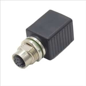 Adaptateur industriel étanche IP67 de type DIN avec connecteur M12, connecteur femelle 8 broches vers prise RJ45 - Product Image 1