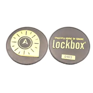 lockbox medallion dual tone double color gold black custom spinner challenge coin with Different serial Numbers