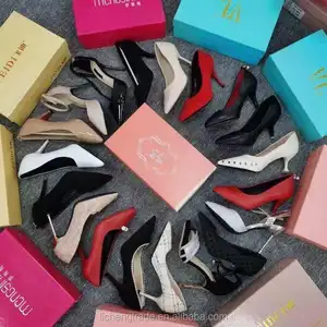 Donne Striscia Caviglia Elegante Chiuso Scarpe A Punta Pompe Tacco Alto Misto di Cuoio Femminile A Buon Mercato Scarpe Da Tennis di Seconda Mano Stocklot