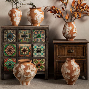 Jarrón de cerámica áspera hecho a mano <span class=keywords><strong>con</strong></span> arreglo floral viento tranquilo Zen intención rama seca jarrón decoración antigua - Product Image 3