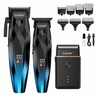 Kit de barbier professionnel tout-en-un Lucrotx 5 en 1 : tondeuse, coupe-cheveux, rasoir, vaporisateur et ventilateur turbo avec poignée