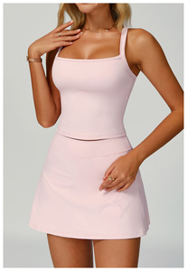 Femmes Activewear Yoga Set Quick Dry Breathable Gym Bra Tank Top Tennis <span class=keywords><strong>Golf</strong></span> Skirt <span class=keywords><strong>2</strong></span> Pcs Workout Tennis Wear Gym Fitness Set - Product Image 6