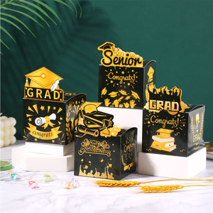 12 pièces/paquet Boîtes en carton en forme de chapeau de remise de diplôme pour bonbons, cadeaux, chocolats, emballage pour la décoration de fête de remise de diplôme - Product Image 2