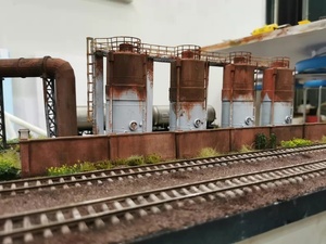 HO Scale 1:87 Industrial Train Display Base Chemical Factory Scene W/Dead-end Track Fits <strong>Faller</strong> 80x32cm - Product Image 3