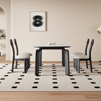 Nouvelle table à manger rectangulaire moderne en bois massif avec plateau en marbre, faite à la main, écologique, ensemble de chaises 6 places pour villa et hôtel, modèle Éléphant