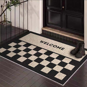 Tapis de porte Jiaozhiyuan, rectangulaire, motif géométrique, PVC, résistant aux taches, antidérapant, pour usage domestique, texte de bienvenue, tapis d'extérieur et d'intérieur - Product Image 1