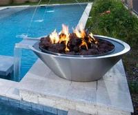 Foyer à gaz en acier inoxydable, bol à feu Patio foyer fontaine d'eau cascade pour piscine