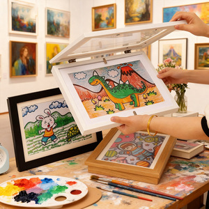 กรอบรูปแม่เหล็กไม้แบบปรับเปลี่ยนได้สำหรับเด็ก แสดงผลงานศิลปะ <span class=keywords><strong>ภาพ</strong></span><span class=keywords><strong>วาด</strong></span> รูปถ่าย ของเด็ก - Product Image 5