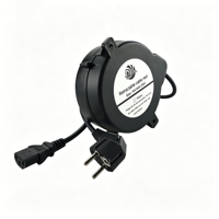 Enrollador de Cable Eléctrico Retráctil DYH-1805 de 2m con Enchufe Europeo + Conector C9 para Electrodomésticos, Computadoras y Monitores