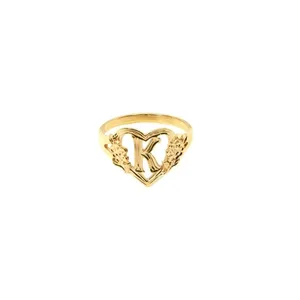 Fashion Name Ring Simple Flower Ring Personalized Copper Alloy Custom Letter Retro Zinc Alloy Women's Heart CLASSIC 1pc/opp Bag