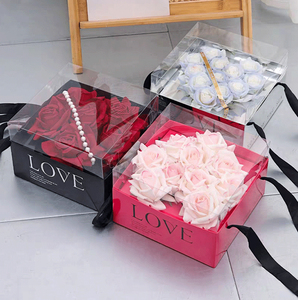 Scatola Regalo Portatile per Fiori, Design Quadrato a Cuore, Confezione per Bouquet da Matrimonio e Festa, Scatole di Carta per Fioristi - Product Image 4