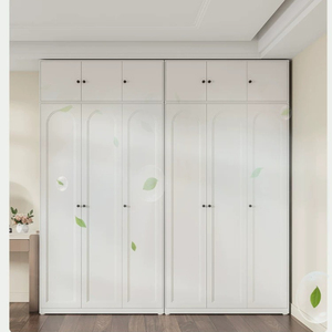 <span class=keywords><strong>Armoire</strong></span> de rangement pleine hauteur en métal minimaliste français avec portes encastrées à arche courbée et penderie séparée - Product Image 4
