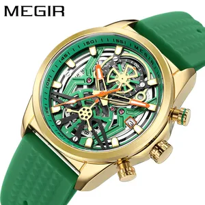 Megir watch 2235 new style OEM men timepiece exclusive Silicone band Waterproof date display character Casual watch supplier