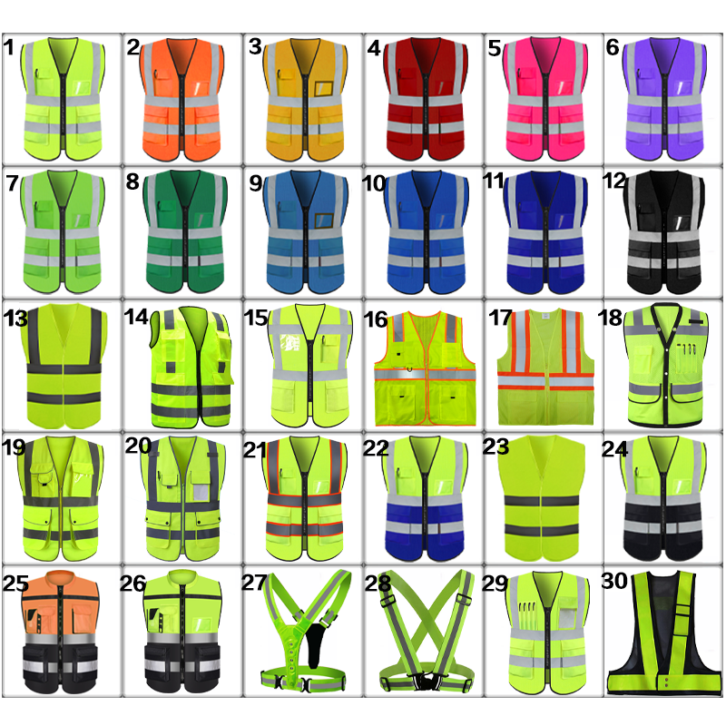 High Visibility Security Jacket Hi Vis Reflective Safety Vest Clothing with Custom logo