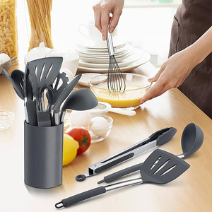 غسالة صحون آمنة سيليكون مجموعة أدوات المطبخ-دائم أدوات مطبخ-12-قطعة سيليكون طقم أواني الطبخ - Product Image 2