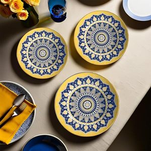 Service de table en porcelaine jaune de 18 pièces comprenant des plats de tailles 27/23/20 cm - Product Image 2