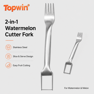 2 in 1 Stainless Steel Watermelon Cutter Fork Fruit Slicer Serving Tool for Restaurant Hotel <b>Kitchen</b> - Product Image 1