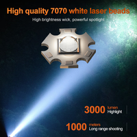 Lampes de poche télescopiques Helius 3000 lumens super lumineuses, lampe torche à zoom, alimentation mobile portable, lampe torche tactique LED longue portée