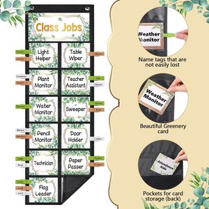 Eucalyptus Class Jobs Pocket Chart With Cards <b>Clips</b> And Hooks For Classroom Helpers Teacher Organization - Product Image 3