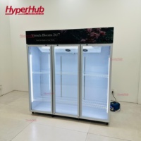 Réfrigérateur vitrine à fleurs en verre, poignée double, logo personnalisé, couleur éclatante, Aura, refroidissement par air, pour magasin de détail