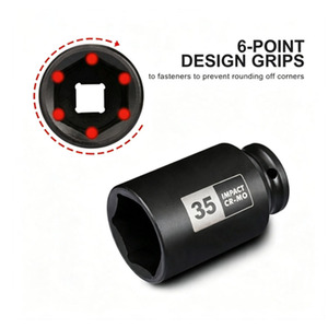 1/2" Drive <strong>35mm</strong> Deep 6-Point Metric Impact <strong>Socket</strong>, CR-MO Steel Axle Nut <strong>Socket</strong> for Axle Shaft Nut Removal - Product Image 5